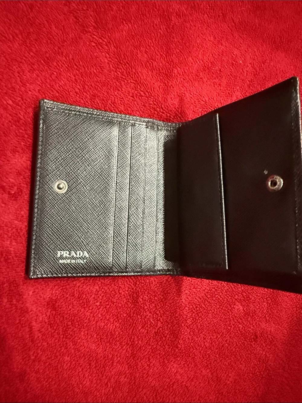 Prada Black Saffiano Leather Card Holder with Logo Triangle